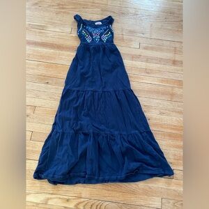 Justice Girl 6 Navy Blue Kids Maxi Dress gem Details Sleeveless